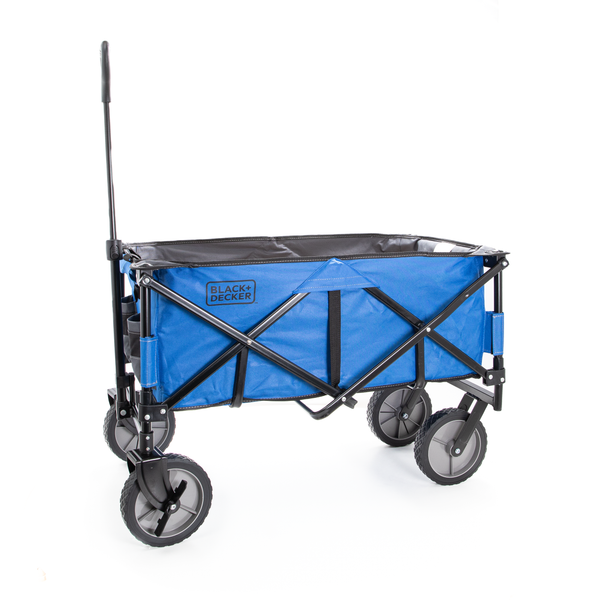 Collapsible Storage Cart, Folding Utility Wagon, Holds up to 176 lbs., Blue