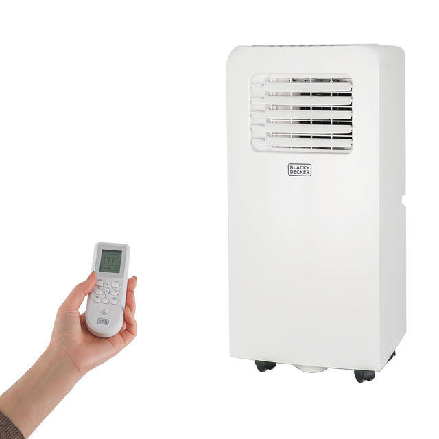Portable Air Conditioner With Follow Me Remote Control on white background