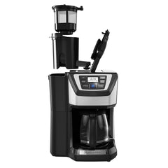 Mill and brew coffeemaker with grinder.