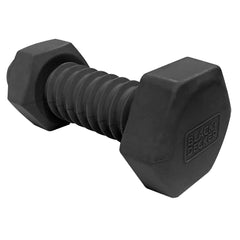 Side view of 6.5" Black, Black and Decker Bolt Hard Rubber Bone Squeaker"