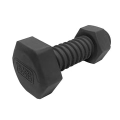Side view of 5" Black, Black and Decker Bolt Hard Rubber Bone Squeaker"