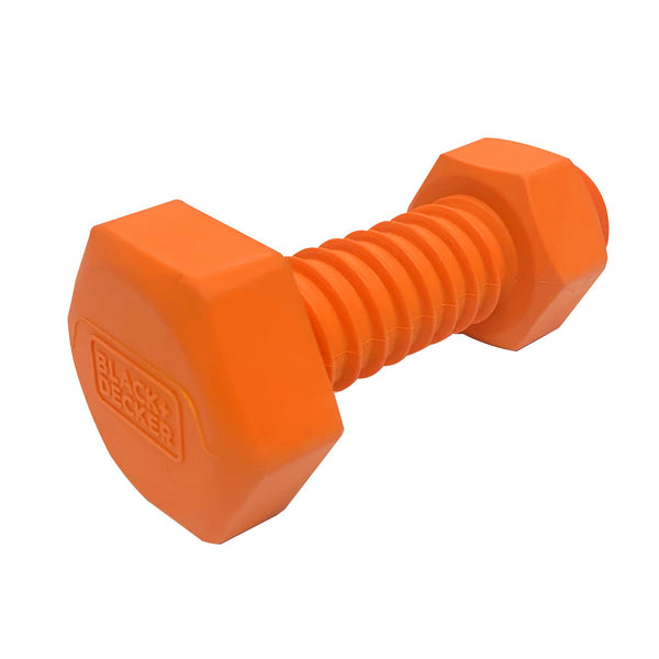 Bolt Bone Squeaker Hard Rubber Chew Toy for Dogs, 5 In, Orange