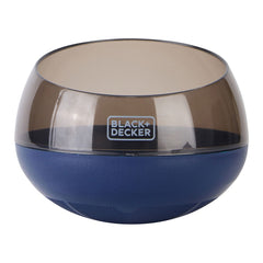 Front view of blue translucent Black and Decker Slow Feeder Rocking Bowl