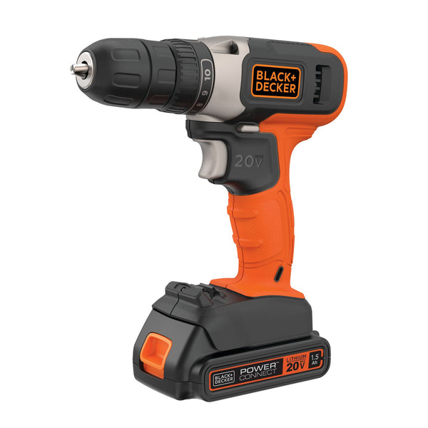 BLACK+DECKER 20V MAX Cordless Drill/Driver with POWERSERIES Extreme  Cordless Stick Vacuum, Blue (LDX120C & BSV2020G)