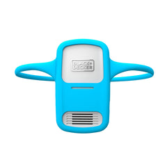 front view of comfortpak™ corldess wearable cooling + heating device in a breeze blue lanyard