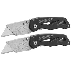 2 Black and decker folding Utility Knives opened up.