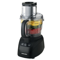 Profile of Power Pro Wide Mouth Food Processor containing vegetables.