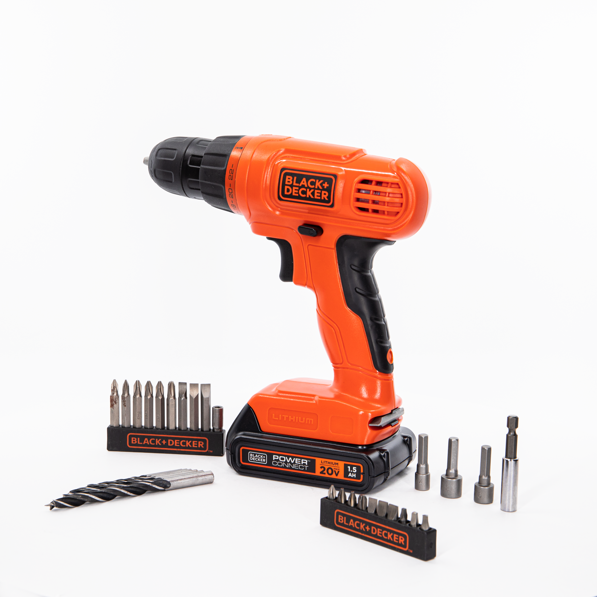 BLACK+DECKER 20V MAX* POWERCONNECT Cordless Drill/Driver + 44 pc