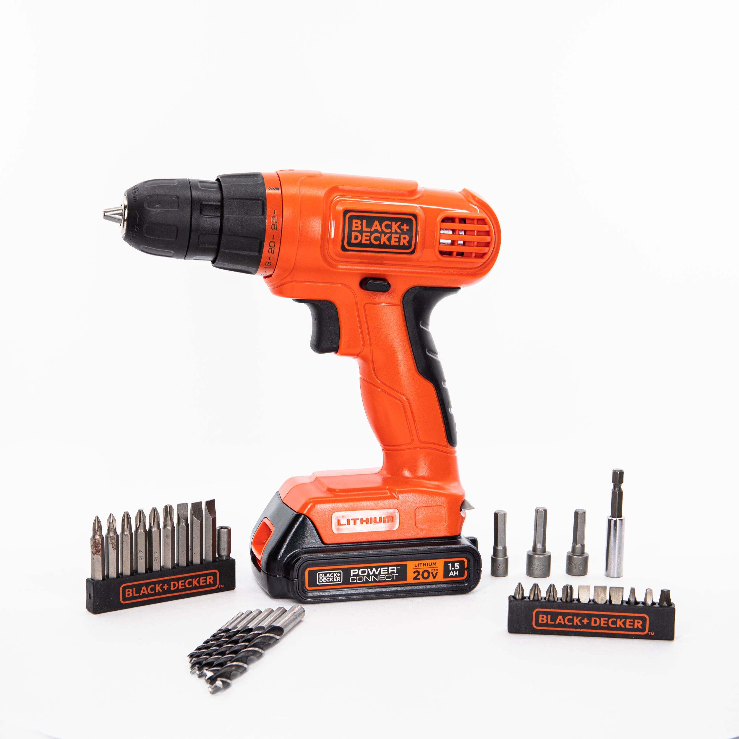20V Max Powereconnect Cordless Drill Driver 30 Pc. Kit BLACK