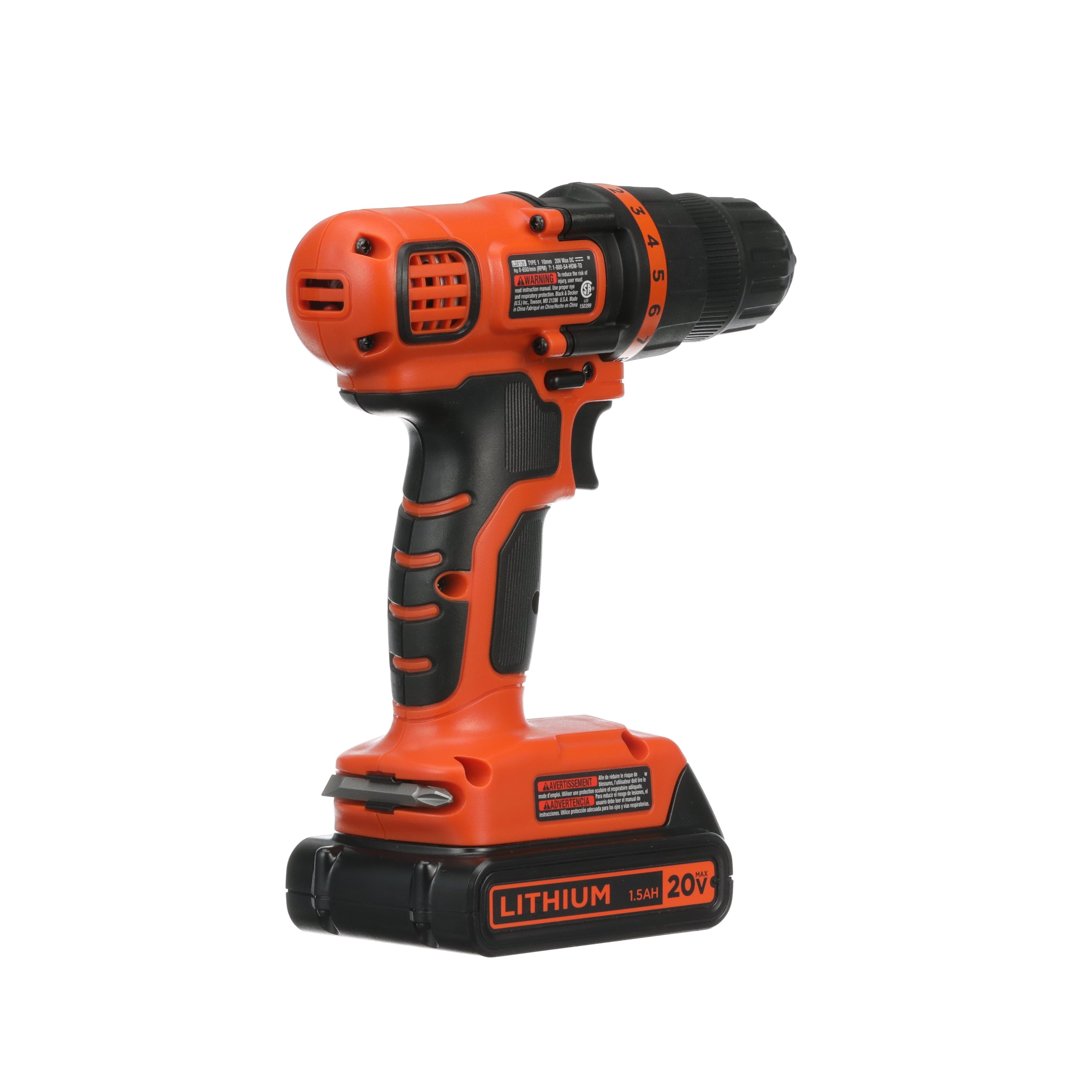 BLACK+DECKER 20V MAX Lithium-Ion Cordless 3/8 in. Drill/Driver with Battery  1.5Ah and Charger LDX120C - The Home Depot