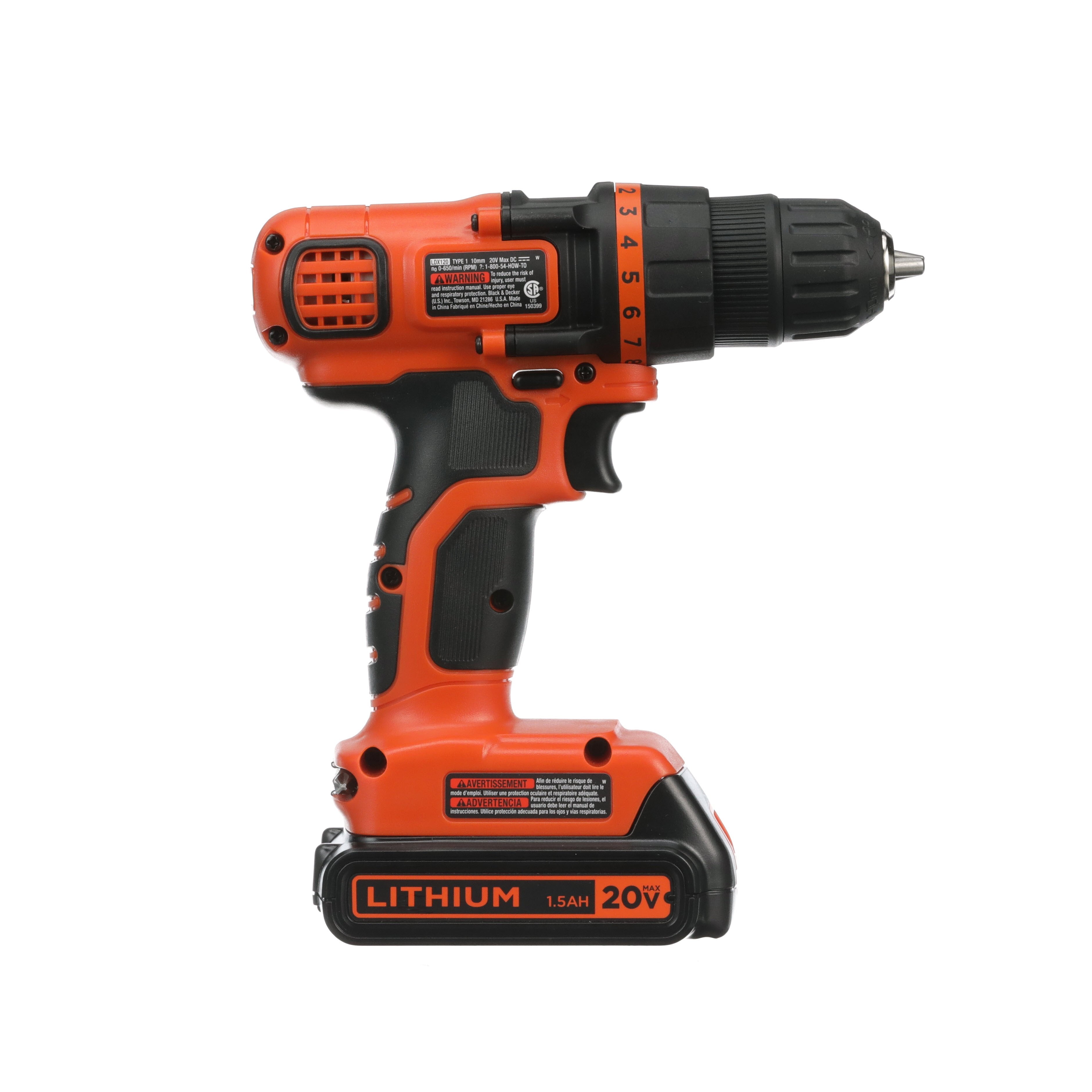 BLACK+DECKER 20V MAX Lithium-Ion Cordless 3/8 in. Drill/Driver with Battery  1.5Ah and Charger LDX120C - The Home Depot