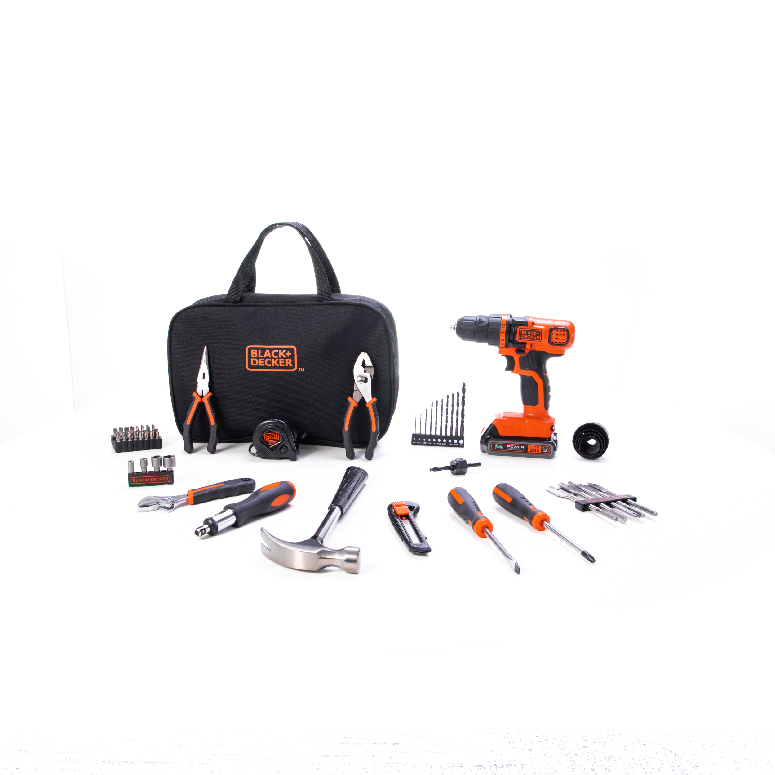  BLACK+DECKER 20V MAX Drill with Home Tool Kit, 66-Piece  (BCKSB62C1) : Tools & Home Improvement