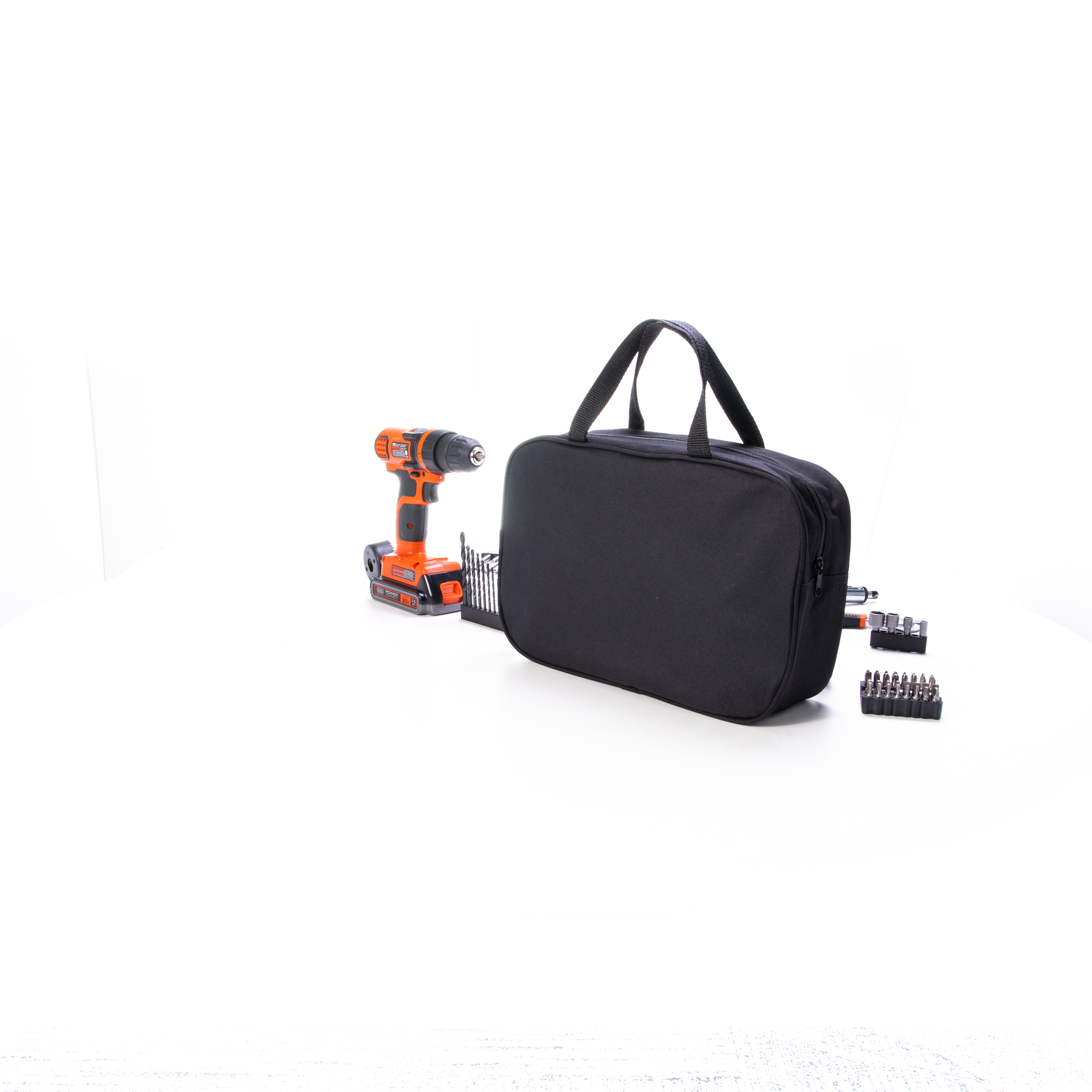 BLACK+DECKER LDX120PK 68-Piece Project Kit 20V Cordless Drill with Hard Case  - Black/Orange 