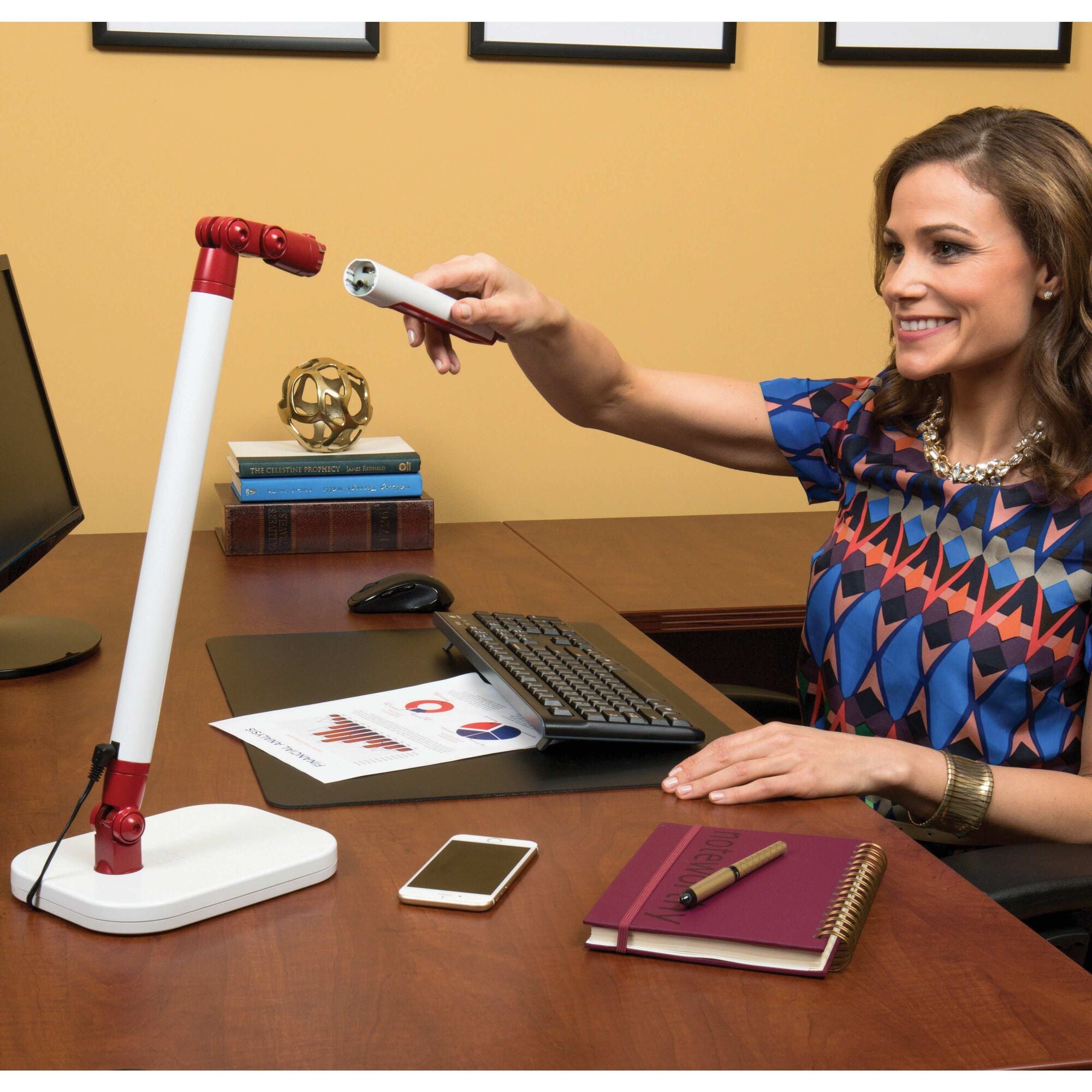 Exalt Flash Detachable Head LED Desk Lamp, White/Red | BLACK+DECKER