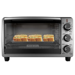 6-Slice or 9 in. Pizza Convection Oven with toast inside on white background