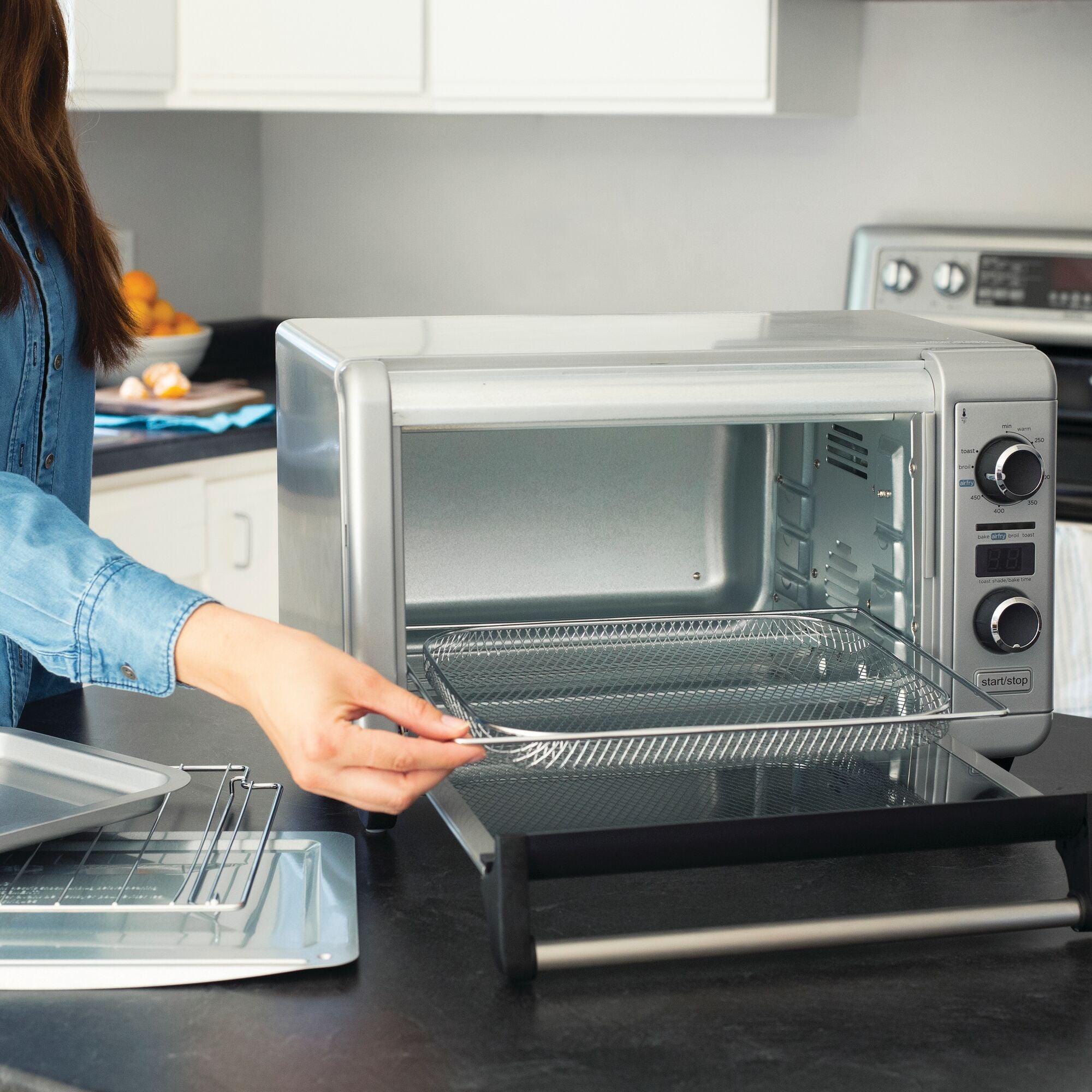 Black & Decker Crisp N' Bake Convection Air Fry Countertop Oven, Silver