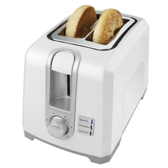 2 slice toaster with toasted bagel.