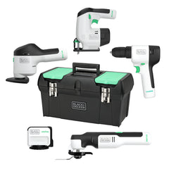 Reviva Bundle including 12V MAX* Drill, Jigsaw, Sander and Oscillating Tool with Toolbox and Laser Level